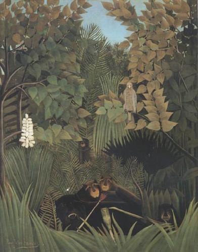Henri Rousseau Joyous Jokesters oil painting image